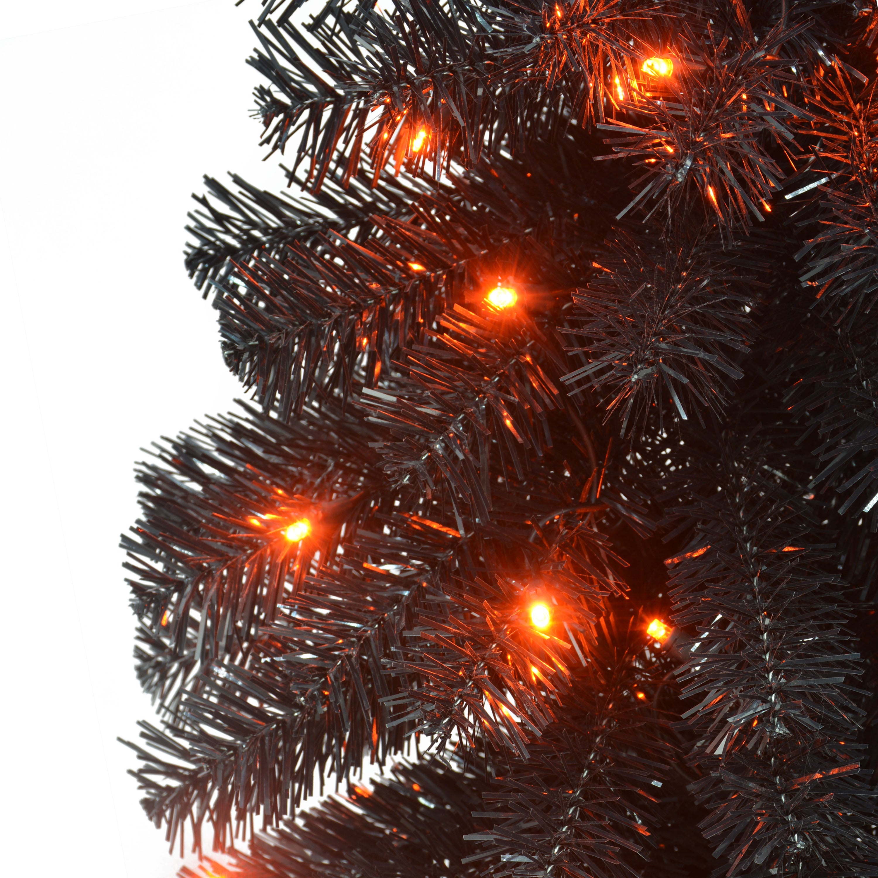 4' Pre-Lit Black Tinsel Whimsical Halloween Tree